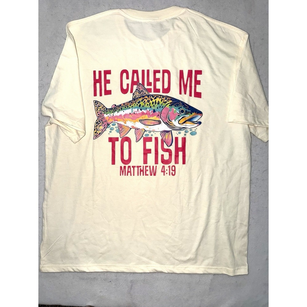 Fishers Of Men Shirt Mens 2XL Jesus Christian Bass Fishing Matthew 4:19 NEW